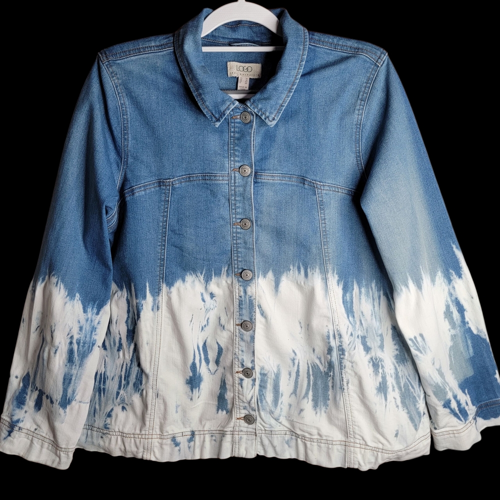 LOGO Blue and White Denim Jacket